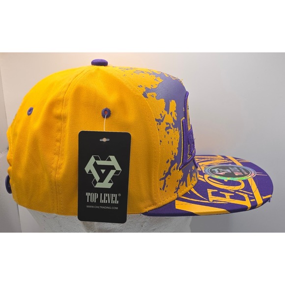 Top Level Los Angeles Lakers Legend 24 Kobe Snapback Hat Cap NBA Purple Splatter - Picture 4 of 12